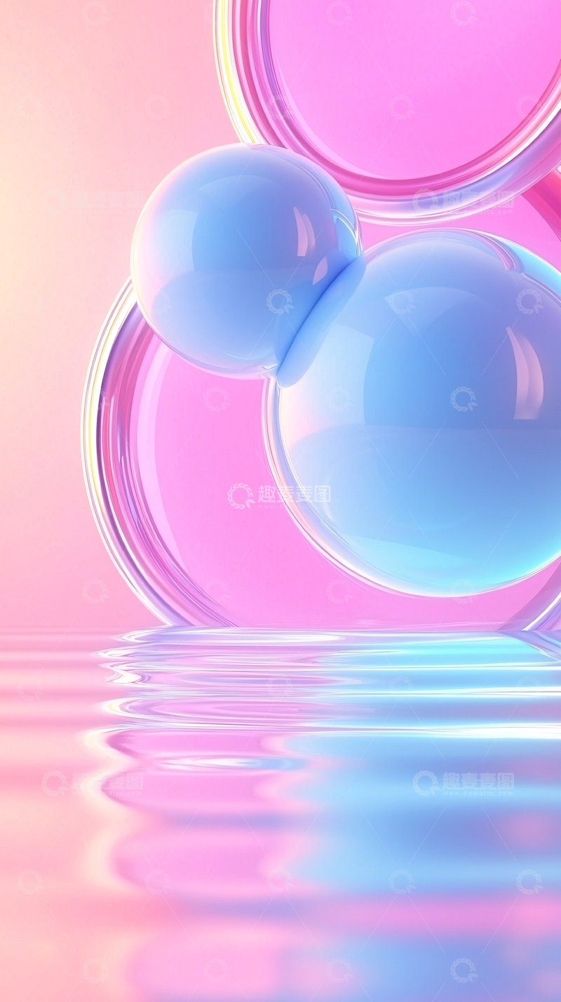 高清大图下载【趣麦麦图】梦幻泡泡水波纹背景