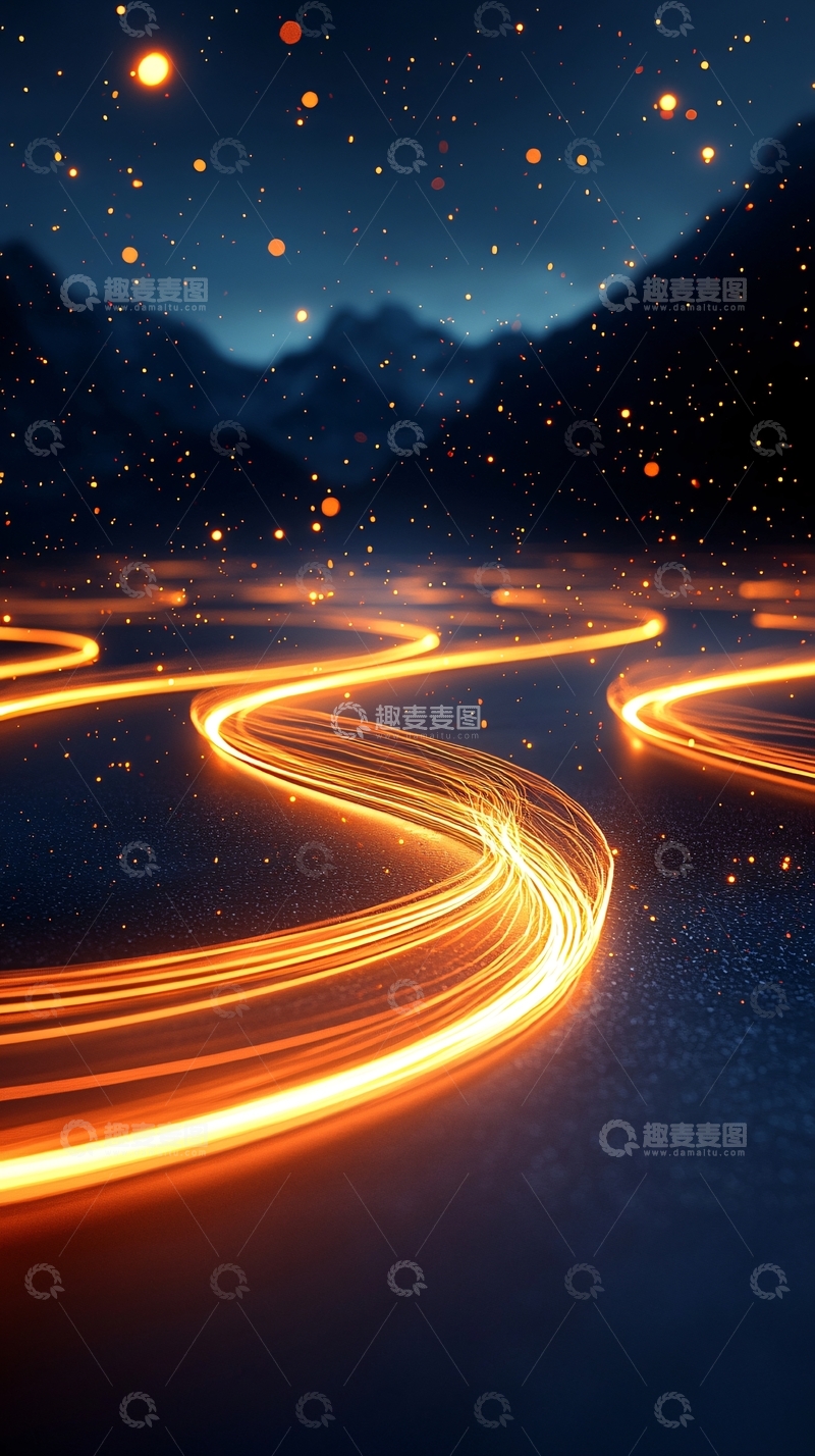 高清大图下载【趣麦麦图】夜空下的蜿蜒光轨