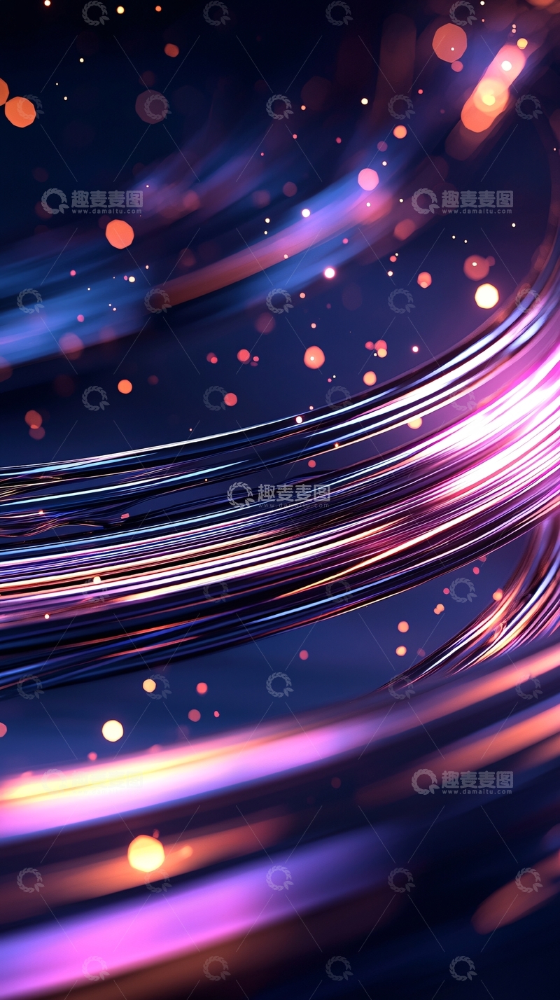 高清大图下载【趣麦麦图】光速流动的线条与粒子