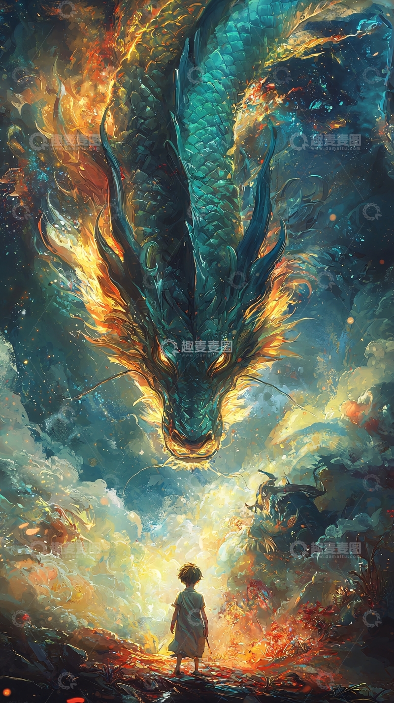 高清大图下载【趣麦麦图】龙与少年的奇幻之旅