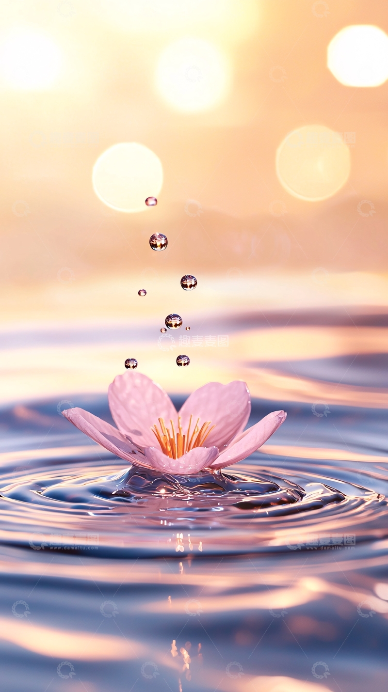 高清大图下载【趣麦麦图】水花飞溅的粉色花朵