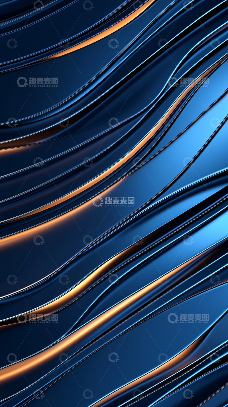 高清大图下载【趣麦麦图】蓝色金属波纹抽象背景
