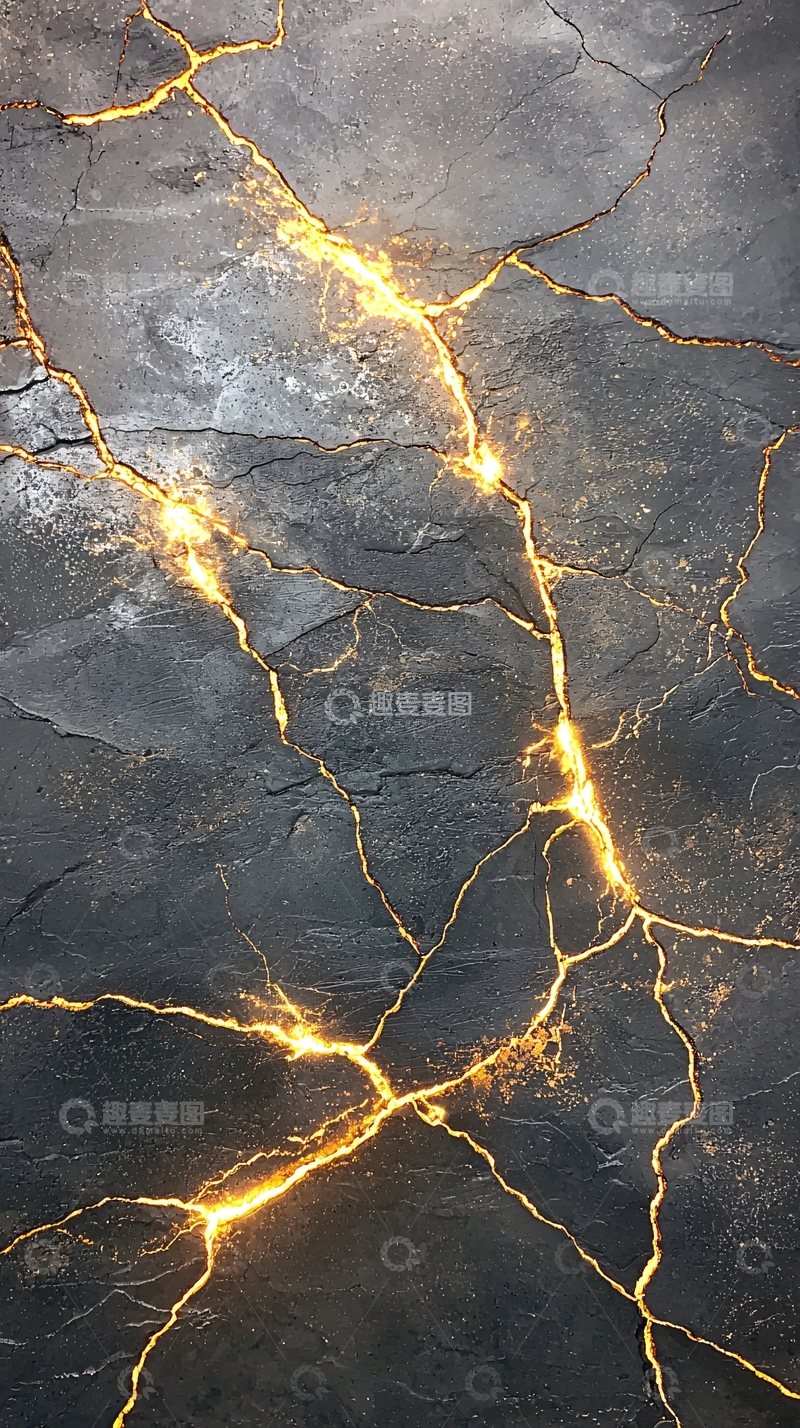 高清大图下载【趣麦麦图】裂纹中的金色光芒