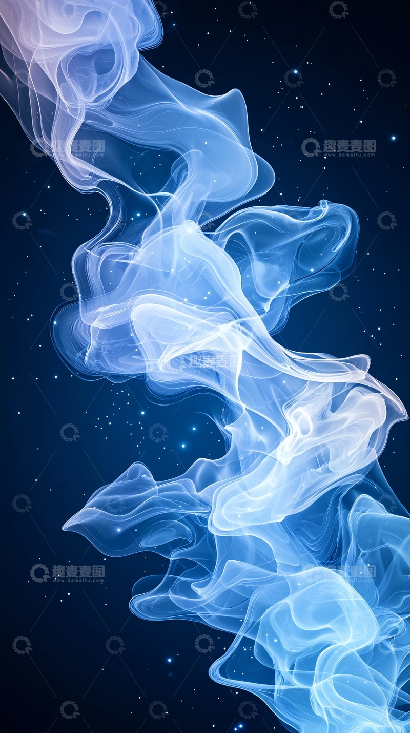 高清大图下载【趣麦麦图】蓝色烟雾星空背景
