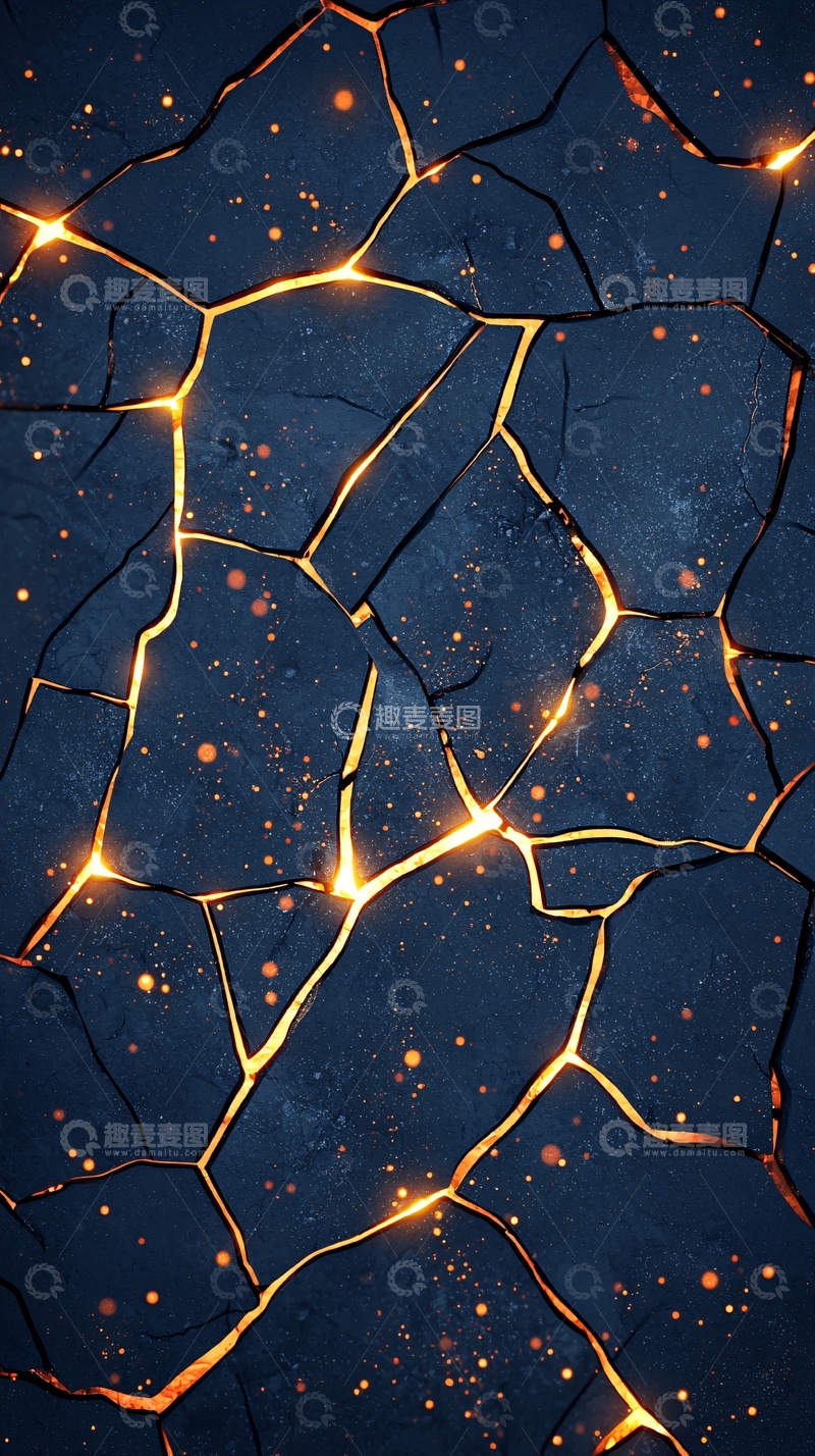 高清大图下载【趣麦麦图】裂纹中的火焰光芒