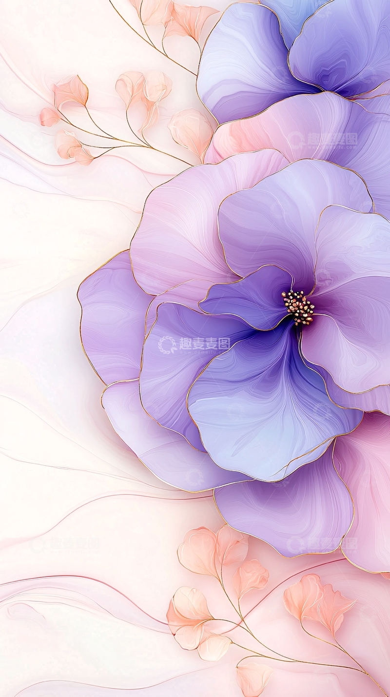 高清大图下载【趣麦麦图】紫色花卉抽象艺术背景图
