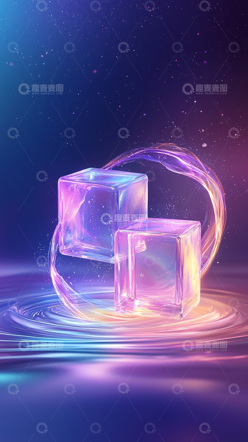 高清大图下载【趣麦麦图】梦幻冰块与光圈背景