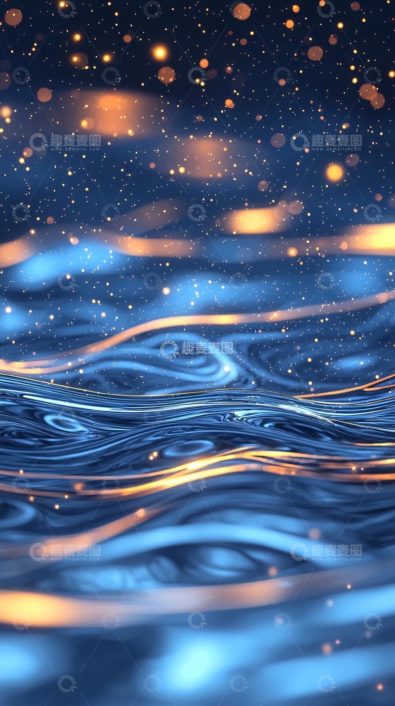 高清大图下载【趣麦麦图】梦幻波光粼粼的夜景
