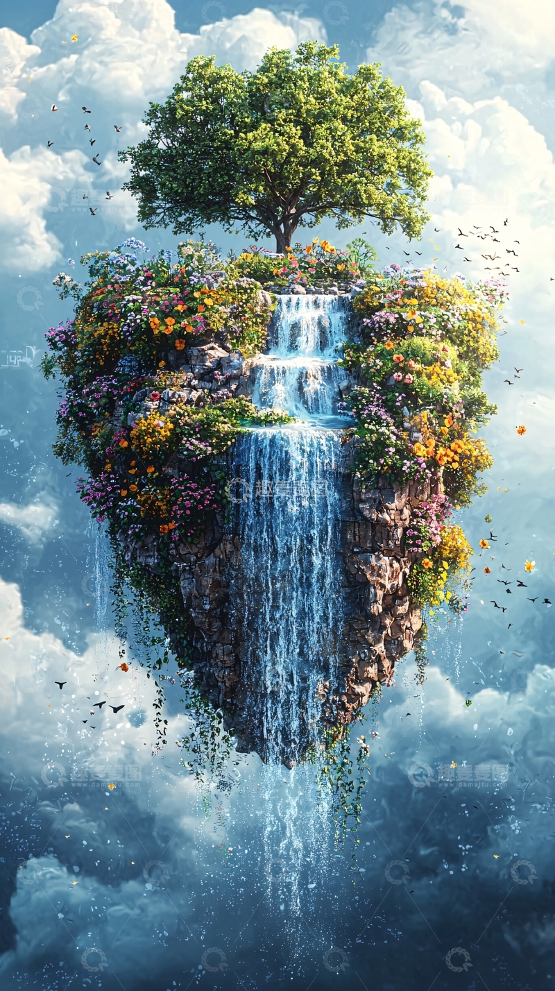 高清大图下载【趣麦麦图】空中花园瀑布奇景