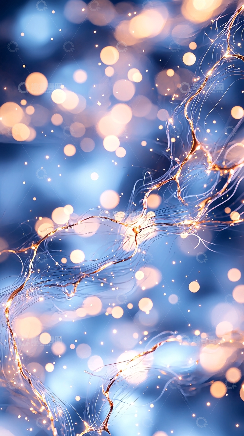 高清大图下载【趣麦麦图】蓝色光斑与线条抽象艺术背景