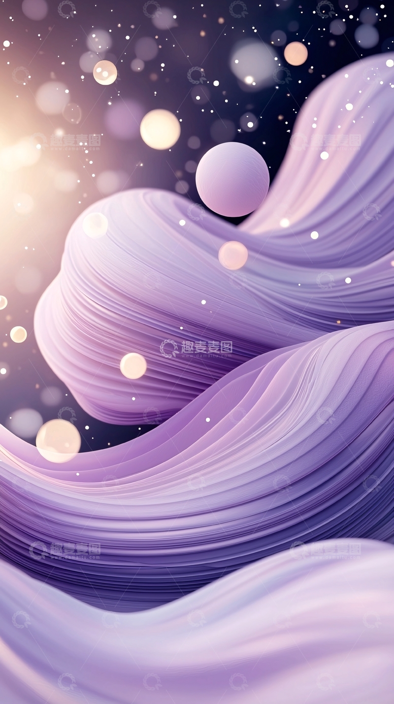 高清大图下载【趣麦麦图】梦幻紫色波浪星空背景