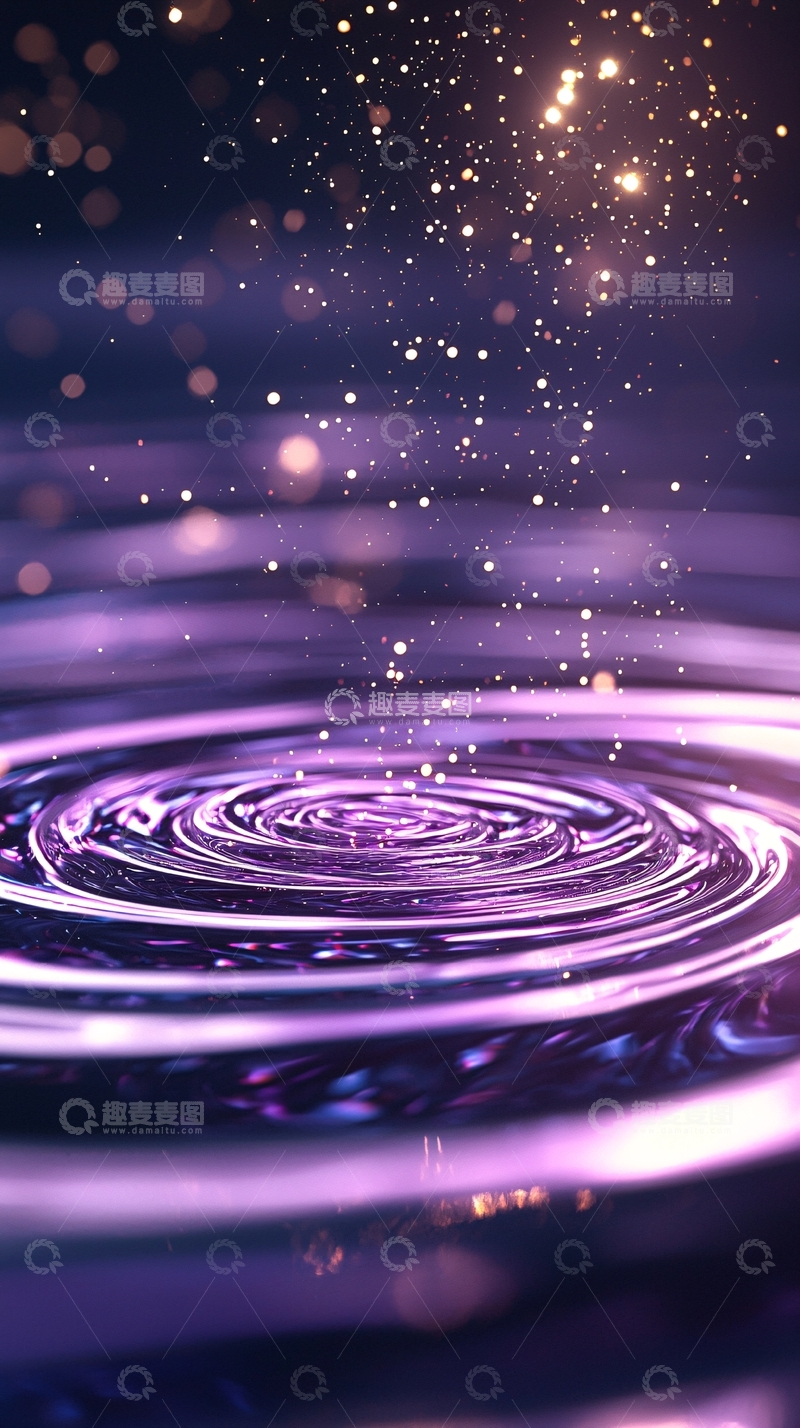 高清大图下载【趣麦麦图】紫色涟漪与光点背景