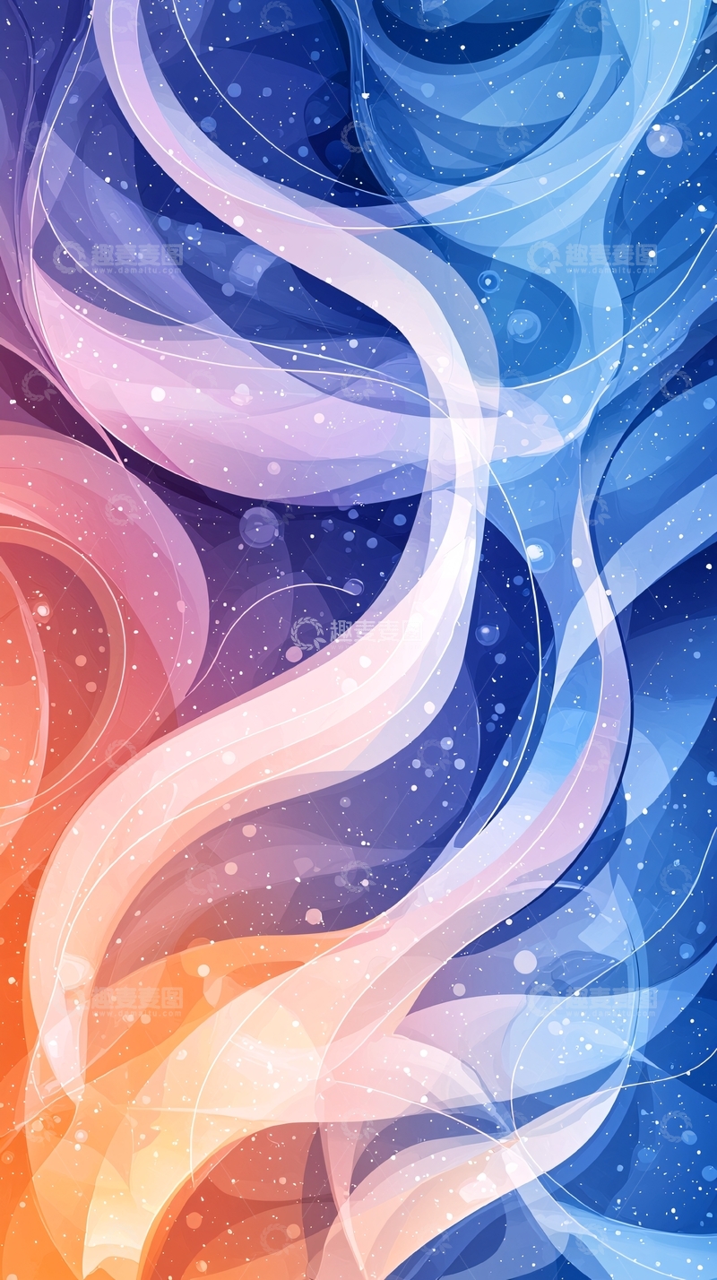 高清大图下载【趣麦麦图】梦幻渐变色流动线条背景图