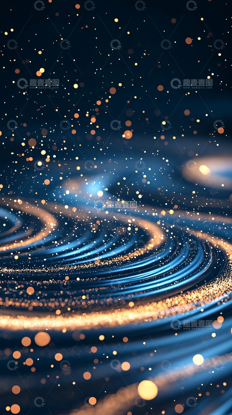 高清大图下载【趣麦麦图】金色粒子流动背景