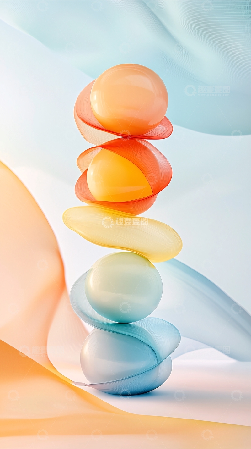 高清大图下载【趣麦麦图】色彩渐变球体堆叠艺术