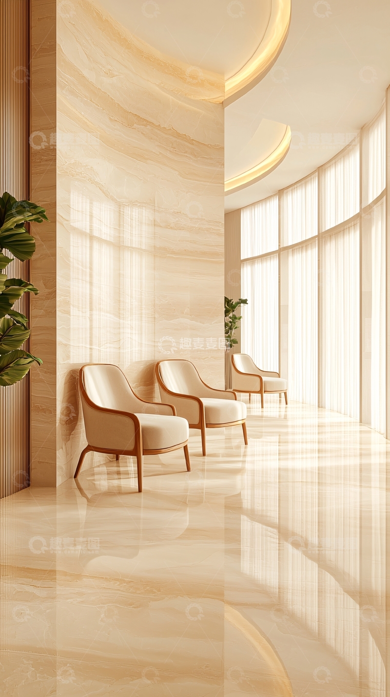 高清大图下载【趣麦麦图】现代简约客厅大理石地板椅子装饰