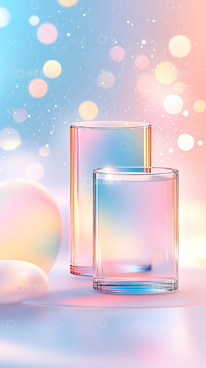 高清大图下载【趣麦麦图】梦幻渐变色玻璃杯背景图