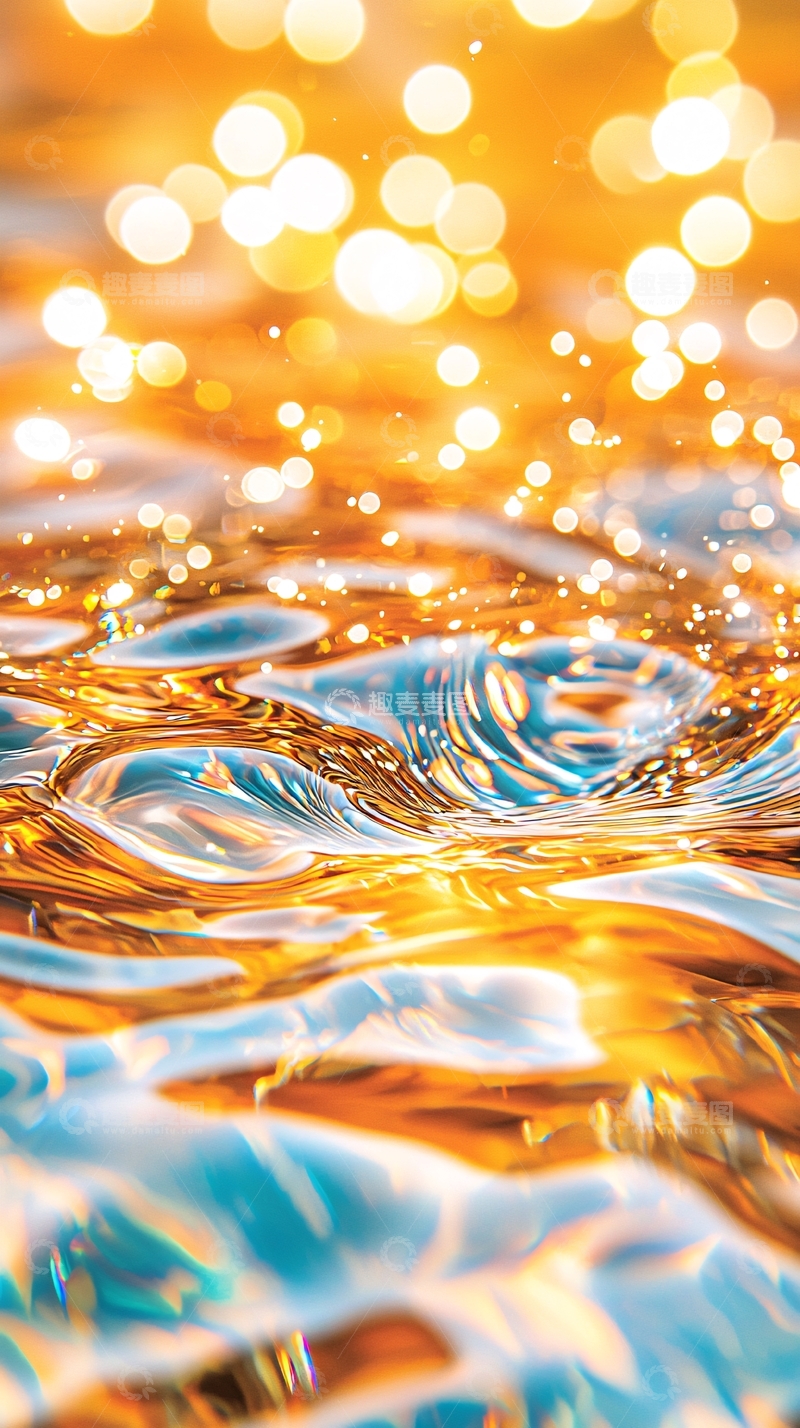 高清大图下载【趣麦麦图】金色波光粼粼的水流动态图