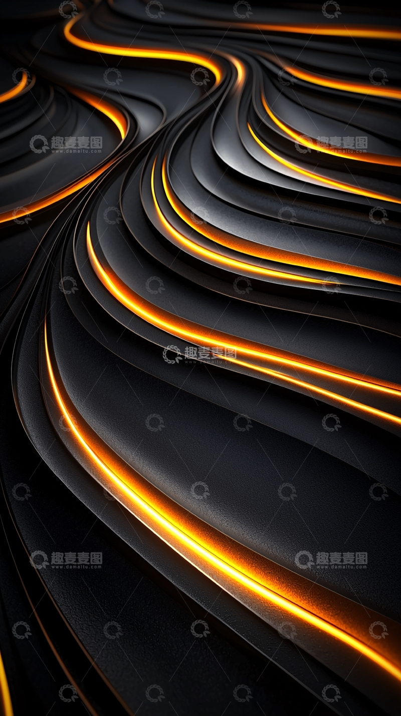 高清大图下载【趣麦麦图】黑色流线型光影抽象背景