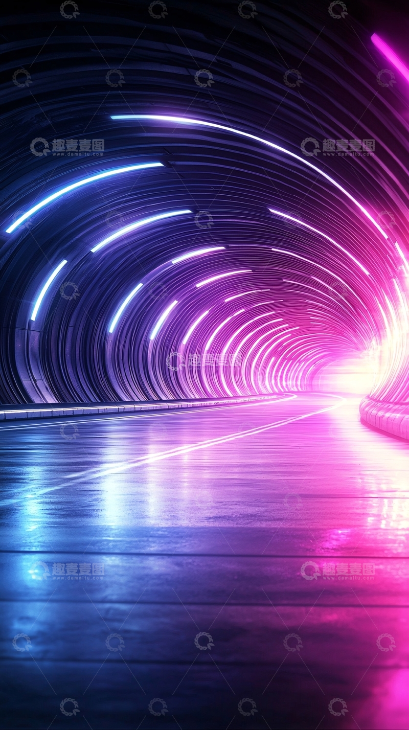 高清大图下载【趣麦麦图】霓虹灯隧道背景