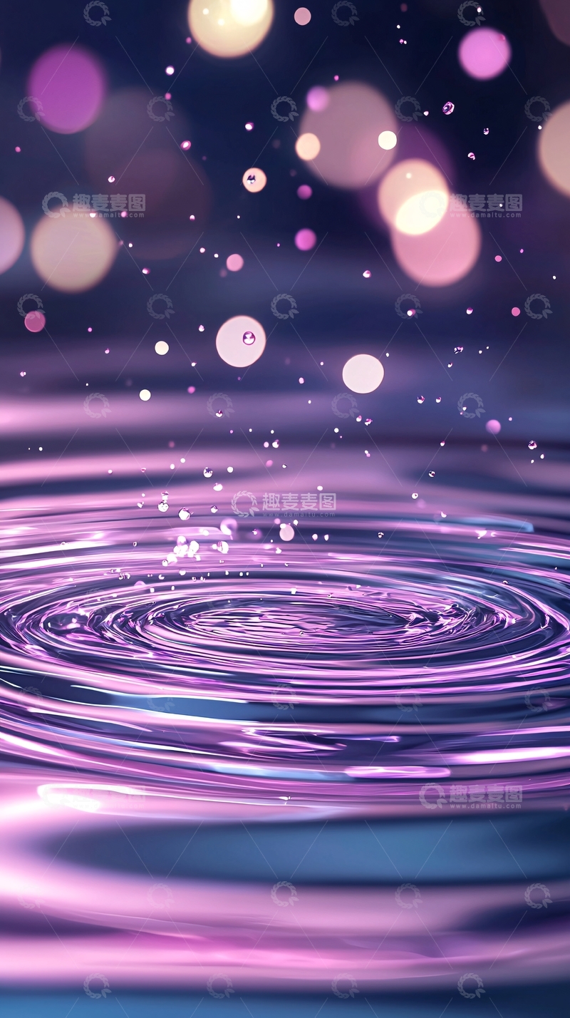 高清大图下载【趣麦麦图】水波涟漪梦幻紫色背景