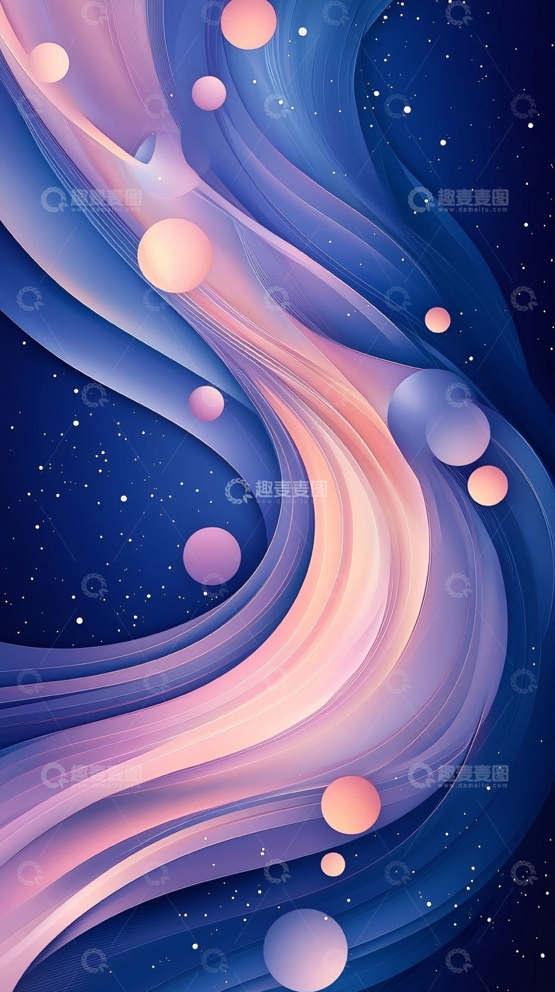 高清大图下载【趣麦麦图】梦幻星空流动线条背景