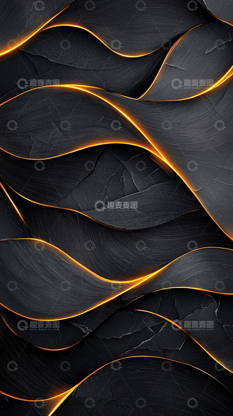高清大图下载【趣麦麦图】黑色波浪线条抽象背景