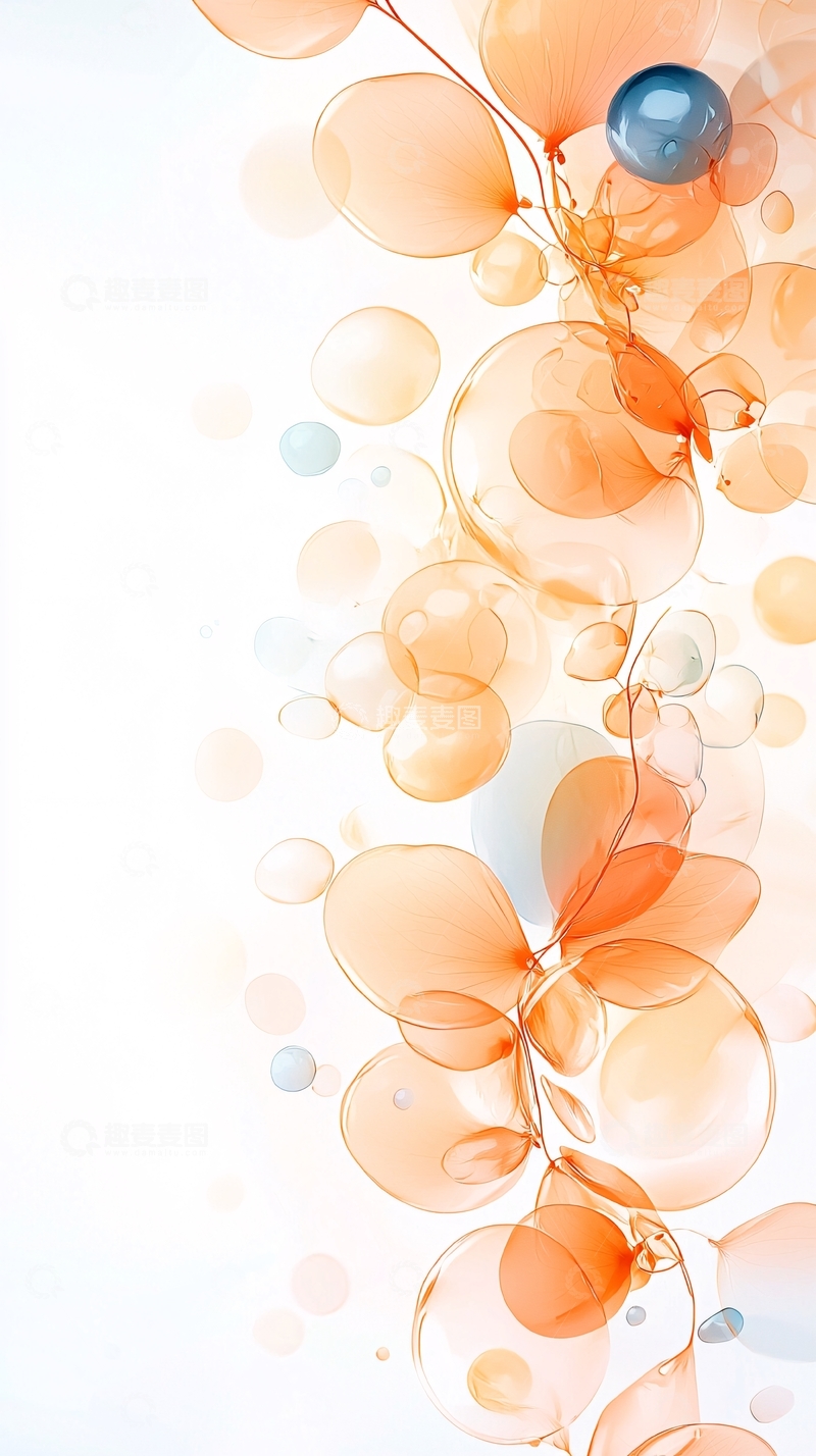 高清大图下载【趣麦麦图】橙色气泡抽象艺术背景