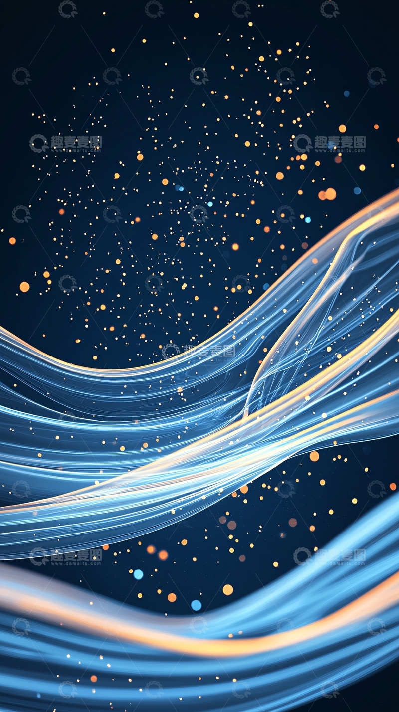 高清大图下载【趣麦麦图】蓝色光波与星星背景