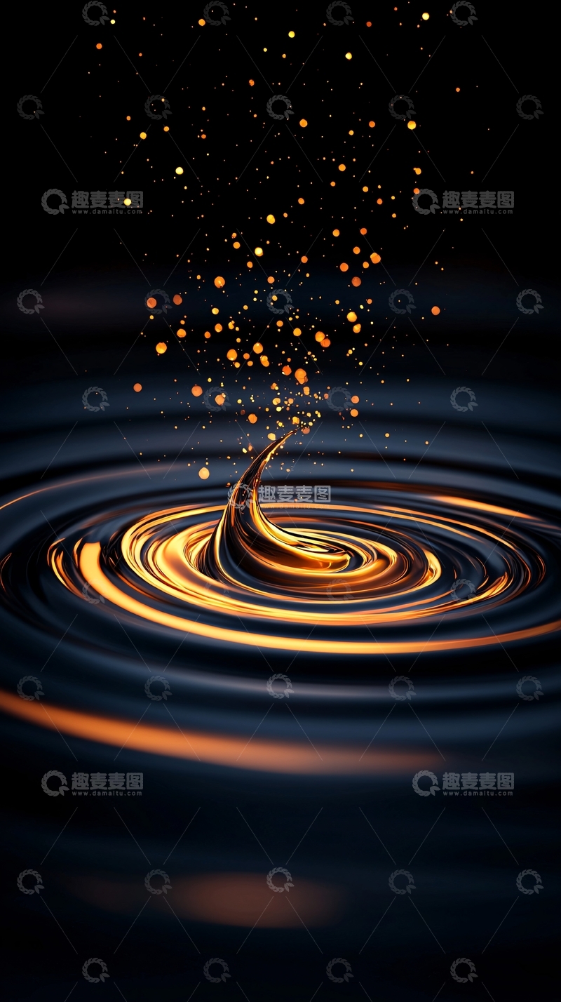 高清大图下载【趣麦麦图】金色涟漪与火花动态效果