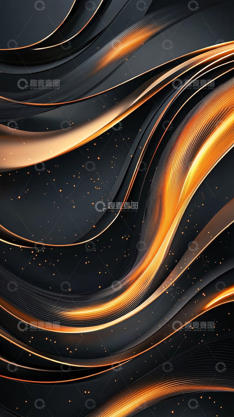 高清大图下载【趣麦麦图】金色波浪线条抽象背景