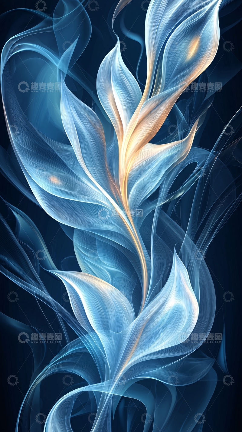 高清大图下载【趣麦麦图】蓝色抽象花卉艺术背景