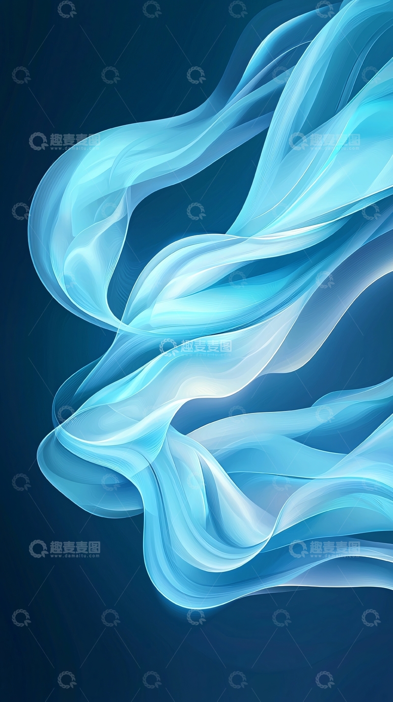 高清大图下载【趣麦麦图】蓝色流动线条抽象艺术背景