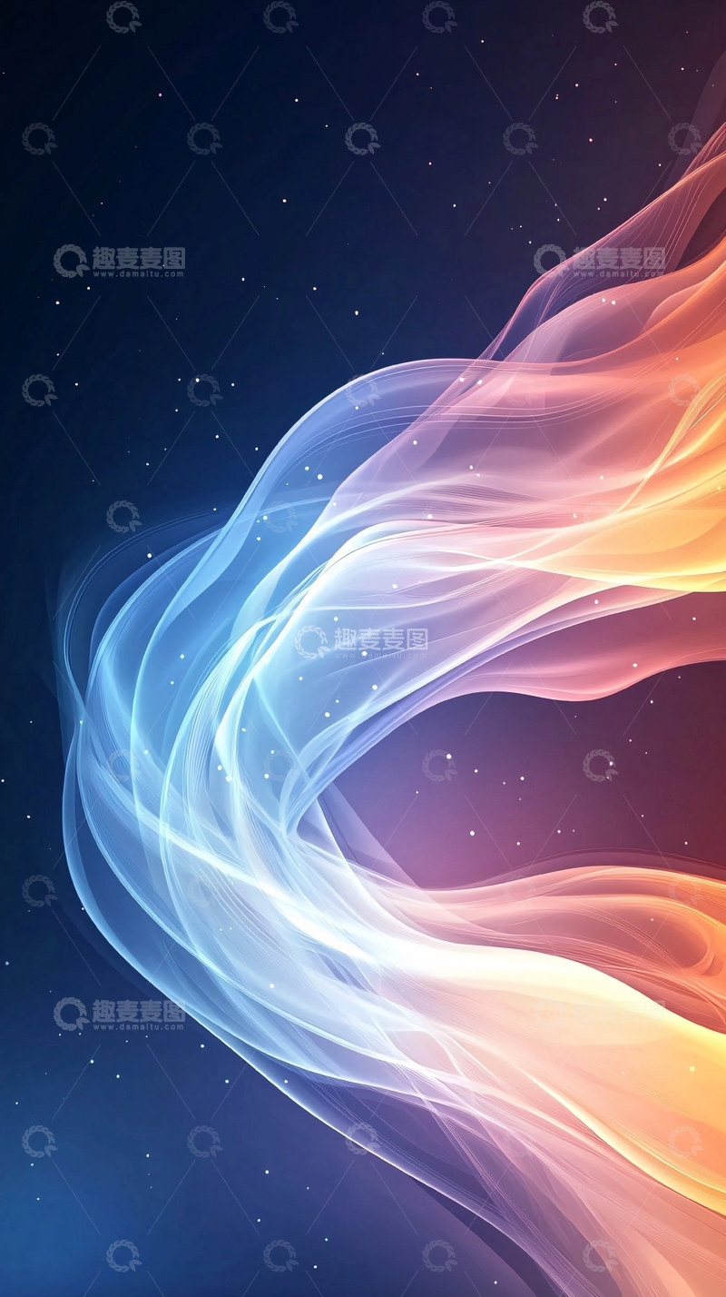 高清大图下载【趣麦麦图】梦幻星空流动线条背景