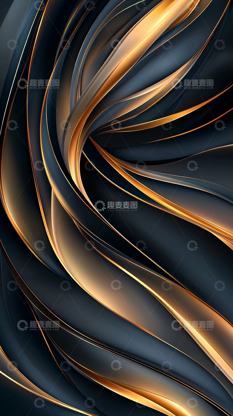 高清大图下载【趣麦麦图】金色螺旋线条抽象艺术背景