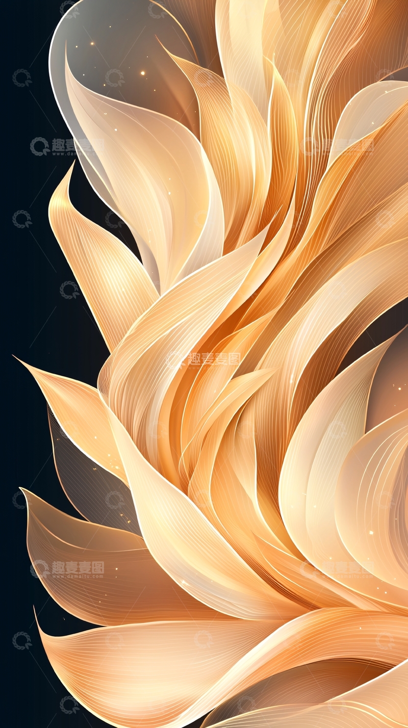 高清大图下载【趣麦麦图】金色抽象花瓣背景图