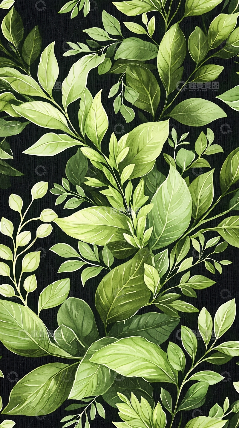 高清大图下载【趣麦麦图】绿色植物叶子背景图案