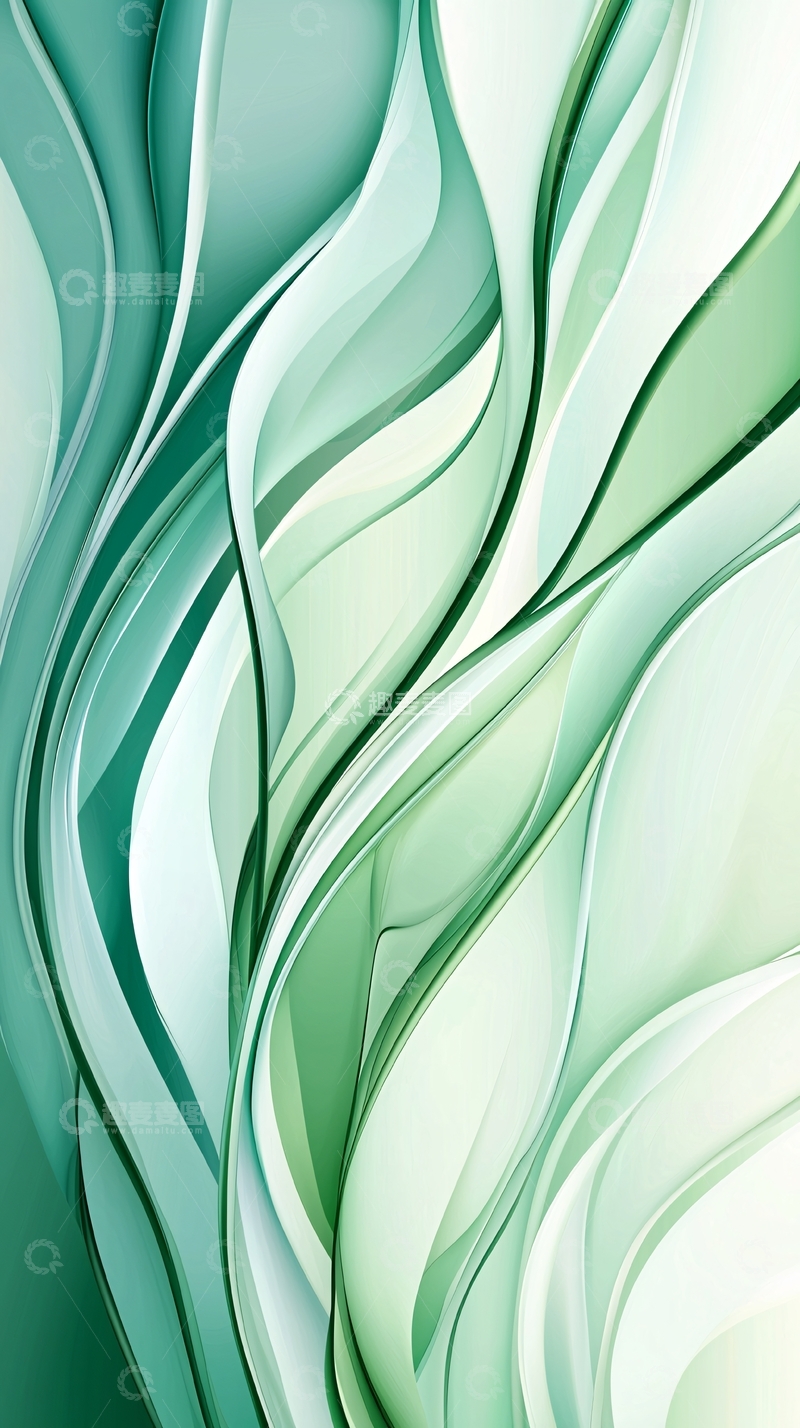 高清大图下载【趣麦麦图】绿色抽象波浪线条背景