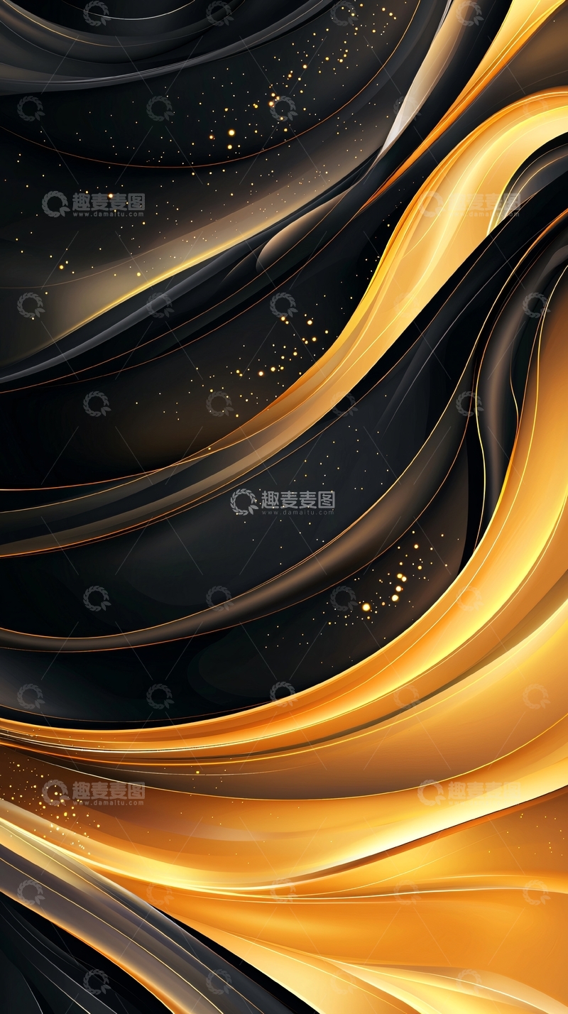 高清大图下载【趣麦麦图】金色波浪抽象背景