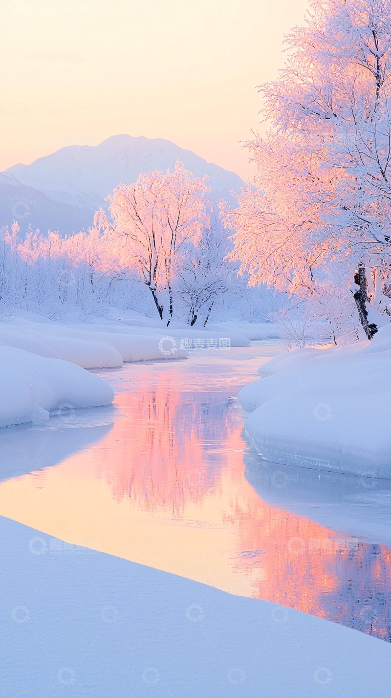 高清大图下载【趣麦麦图】冬日雪景河流风景