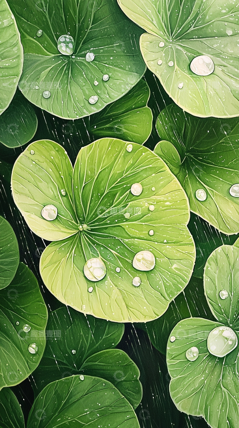 高清大图下载【趣麦麦图】雨后荷叶上的水珠