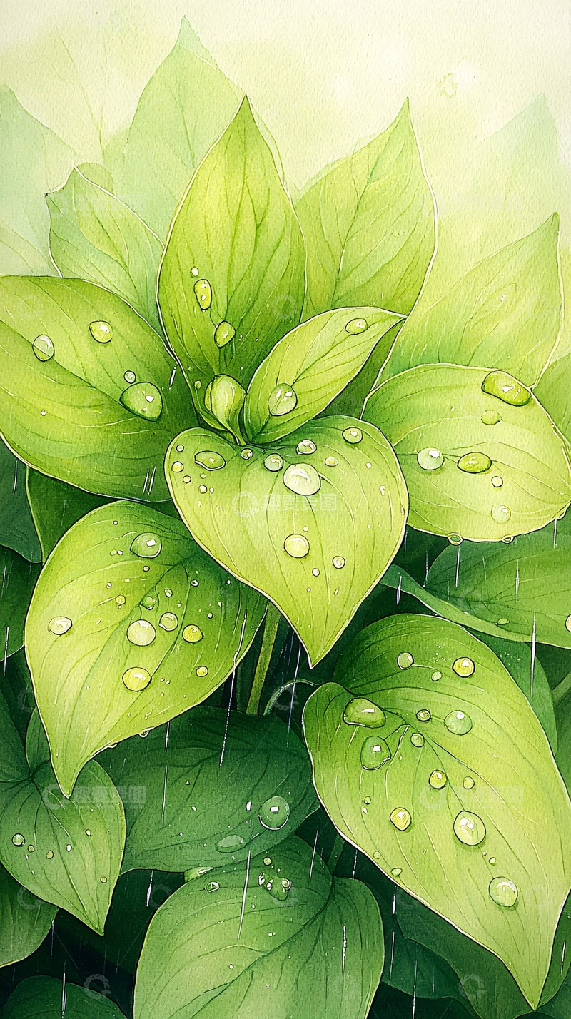高清大图下载【趣麦麦图】雨后清新绿叶水珠自然风景