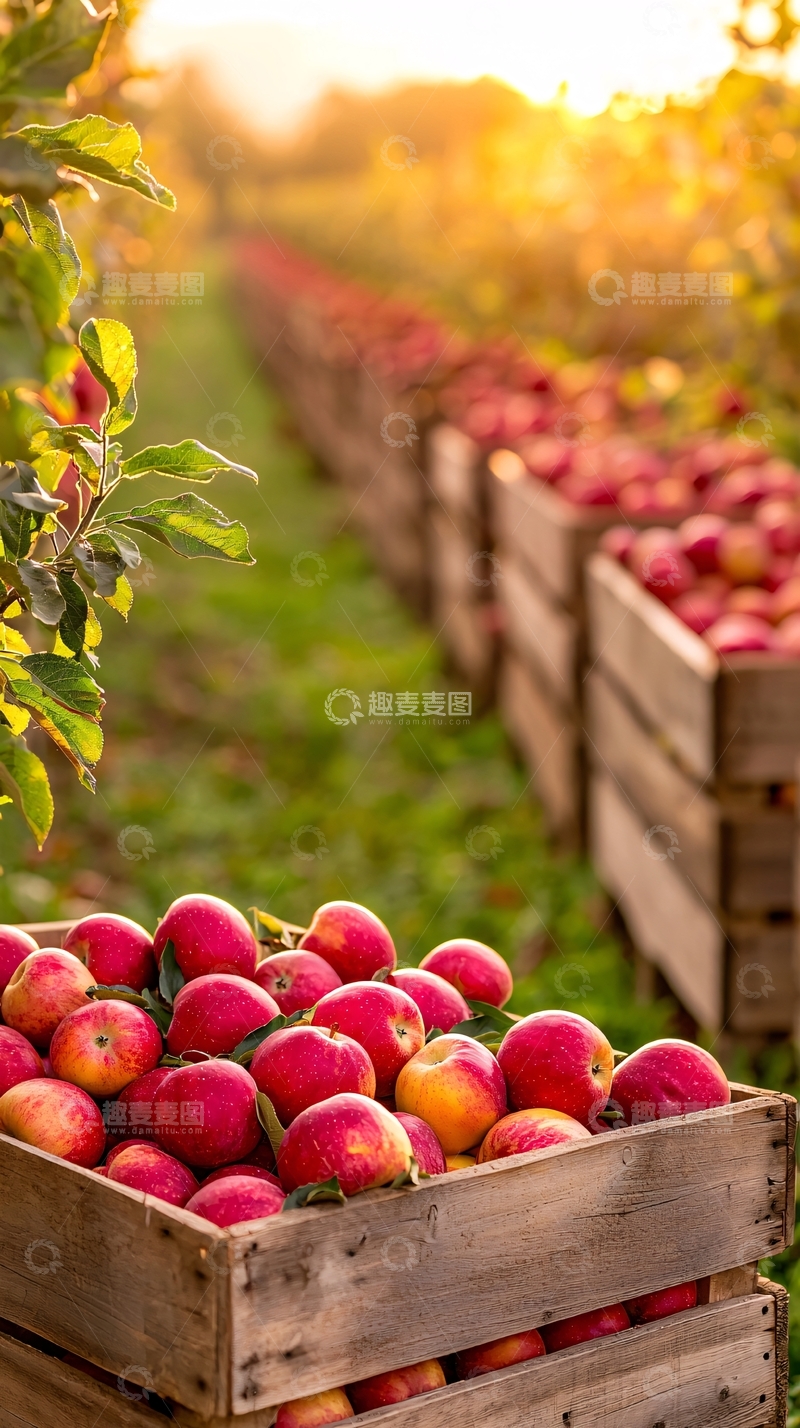 高清大图下载【趣麦麦图】秋日果园丰收苹果