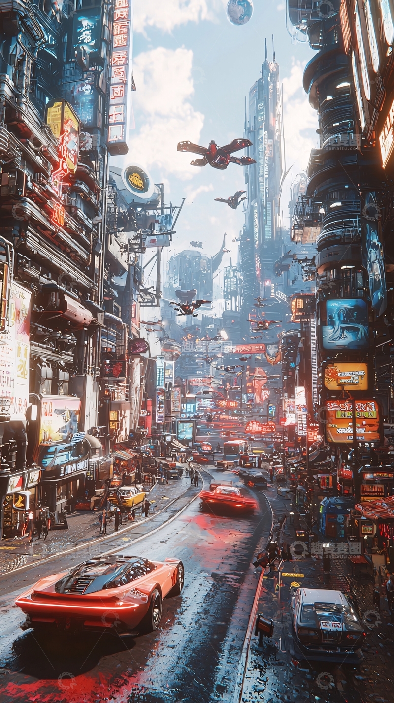 高清大图下载【趣麦麦图】未来都市霓虹夜景