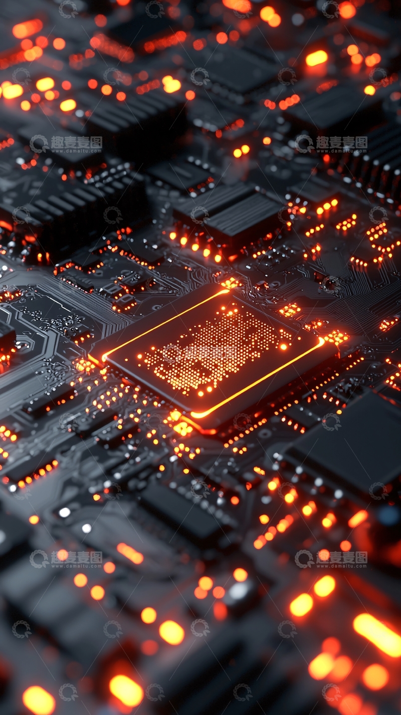 高清大图下载【趣麦麦图】电路板发光芯片科技背景