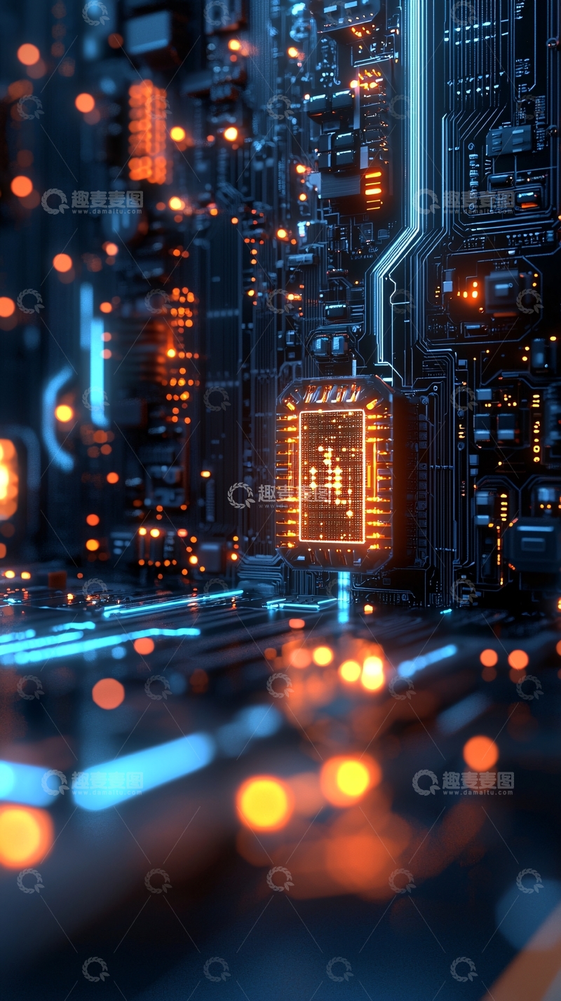 高清大图下载【趣麦麦图】未来科技电路板光影效果