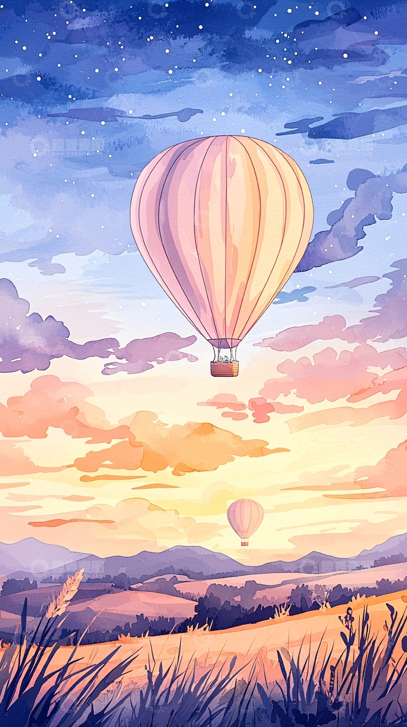 高清大图下载【趣麦麦图】热气球与梦幻天空