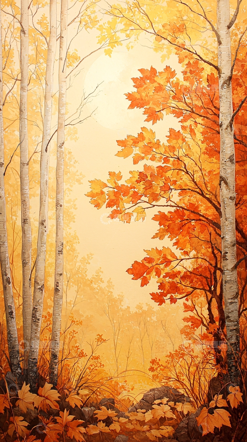 高清大图下载【趣麦麦图】秋日森林风景画