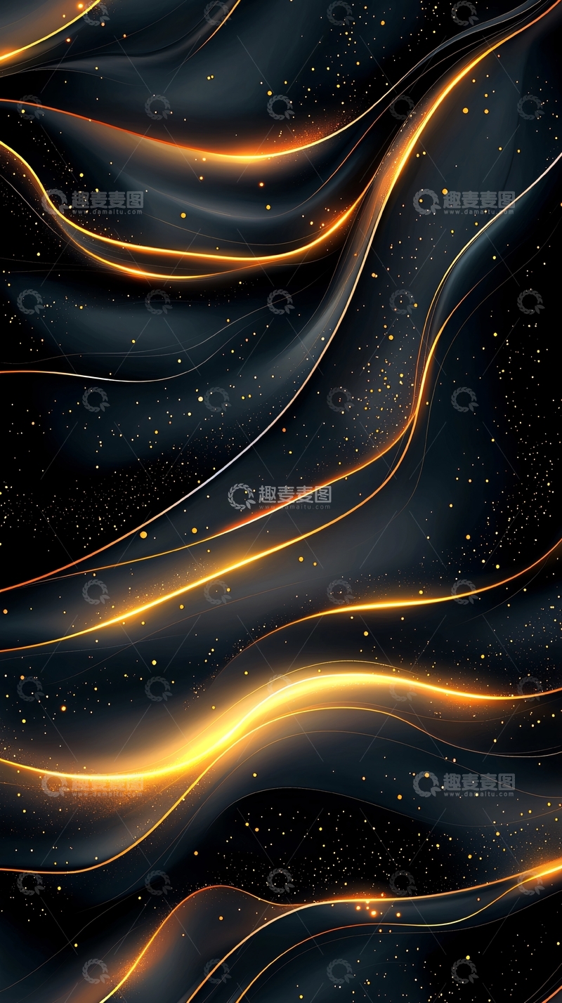 高清大图下载【趣麦麦图】金色波浪星空背景