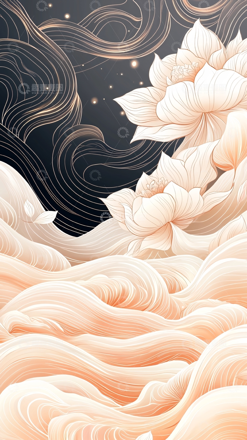 高清大图下载【趣麦麦图】梦幻云海莲花图